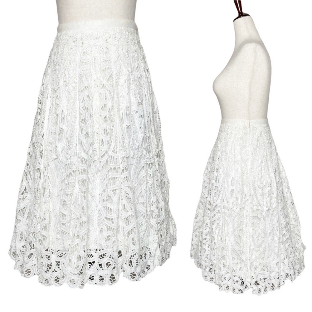 Simon Chang Ivory Lace Swingy A-Line Skirt Size 6